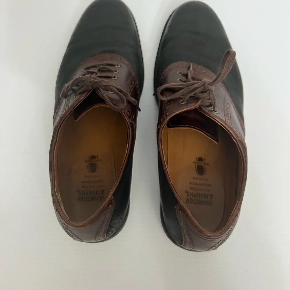 Johnston & Murphy Dress Shoes Men Size 12 M Cardell Saddle 2 Tone Lace Up Oxford